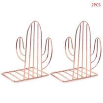 2PCS/Par Criouto Em forma de cactus em forma de metal bookends porta-caixa de suporte ao estande organizador de armazenamento prateleira Bookends