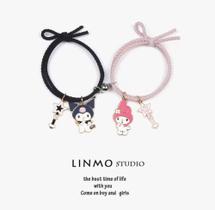 2Pcs - Pulseira de Casal Kuromi com Pingente Magnético Ajustável, Estilo Kawaii