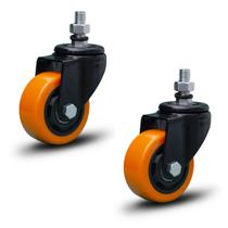 (2pçs) RODIZIO GIRAT ESPIGA RODA 75MM BP LARANJA ROLAMENTO