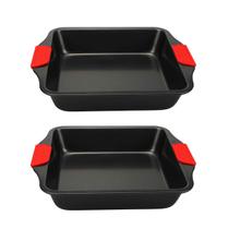 2un Assadeira Antiaderente Retangular 30x25 apoio silicone 2un Assadeira Antiaderente Retangular 30x25 apoio silicone
