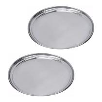 2un Bandeja Garçom Inox luxo redonda 35cm restaurante bar 2un Bandeja Garçom Inox luxo redonda 35cm restaurante bar