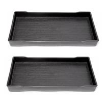 2un Bandeja retangular preta plástico decoração 20 cm