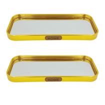 2un Bandeja Vidro espelho borda metal dourado retangular 2un Bandeja Vidro espelho borda metal dourado retangular