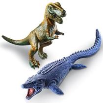 2un Brinquedos Dinossauros Mosassauro e Rex Realista Vinil