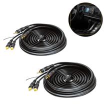 2un Cabo RCA Blindado 5M Conector Macho Plug Banhado A Ouro Estéreo Ideal Para Som Automotivo Áudio Vídeo Caixa Mesa de Som DJ Igreja 5mm - 100W