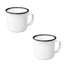2un caneca esmaltada roça branca rústico 300ml