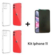 2UN Capa Anti Impacto Capinha Transparente Para Iphone 11 + 1UN Película Fosca Privacidade