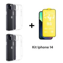 2UN Capa Anti Impacto Transparente Para Iphone 14 + 1UN Película Fosca 9D Flexível 2UN Capa Anti Impacto Transparente Para Iphone 14 + 1UN Película Fosca 9D Flexível