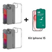 2UN Capa Capinha Anti Impacto + 1UN Película De Cerâmica 9D Para Iphone 15