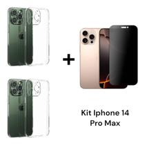 2UN Capa Capinha Anti Impacto + 1UN Película Fosca Privacidade Para Iphone 14 PRO MAX