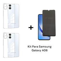 2UN Capa Capinha Anti Impacto Para Samsung Galaxy A06 + Película 3D De Vidro Privacidade 2UN Capa Capinha Anti Impacto Para Samsung Galaxy A06 + Película 3D De Vidro Privacidade