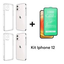 2UN Capa Capinha Anti Impacto Transparente + 1UN Película De Cerâmica Flexível 9D Para Iphone 12