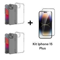 2UN Capa Capinha TPU Anti Impacto para Iphone 15 PLUS + 1UN Película Frontal De Vidro 3D 2UN Capa Capinha TPU Anti Impacto para Iphone 15 PLUS + 1UN Película Frontal De Vidro 3D