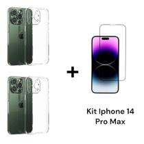 2UN Capa Capinha Transparente + 1UN Película De Vidro Compatíveis Com Iphone 14 PRO MAX