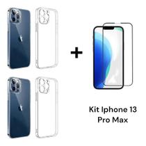 2UN Capa Capinha Transparente + 1UN Película Vidro 3D Temperado Iphone 13 PRO MAX