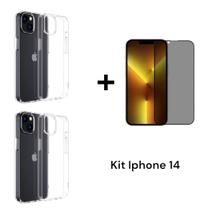 2UN Capa Transparente Anti Impacto + 1UN Película 3D De Vidro Anti Espião Para Iphone 14