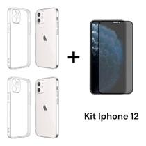 2UN Capinha Anti Impacto Para Iphone 12 + 1UN Película Privacidade 3D De Vidro