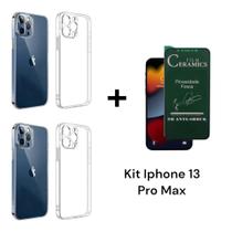 2UN Capinha Anti Impacto Transparente + 1UN Película Fosca Privacidade para Iphone 13 PRO MAX