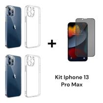 2UN Capinha Capa Anti Impacto + 1UN Película 3D De Vidro Privacidade Para Iphone 13 PRO MAX