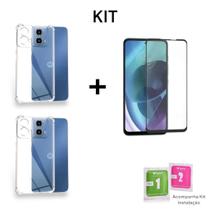 2UN Capinha Capa Anti Impacto Transparente + 1UN Película 3D De Vidro Temperado Compatível Com Moto G04