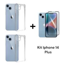 2UN Capinha Transparente Capa Anti Impacto + 1UN Película 3D Vidro Temperado Para Iphone 14 PLUS