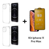 2UN Capinha Transparente Capa Anti Impacto + 1UN Película De Cerâmica Fosca Para Iphone 11 PRO MAX