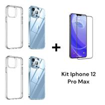 2UN Capinha Transparente Capa Anti Impacto + 1UN Película De Vidro 3D Para Iphone 12 PRO MAX