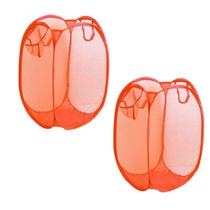 2un cesto roupa suja dobrável flexível desmontável laranja 2un cesto roupa suja dobrável flexível desmontável laranja