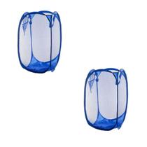 2un cesto roupa suja flexível desmontável c/ alça Azul Escu
