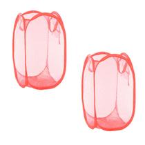 2un cesto roupa suja flexível desmontável - Vermelho