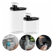 2un Dispenser Lavanderia Bico Dosador Porta Sabão em Pó Líquido Amaciante Detergente Multifuncional Acrílico Hermético F