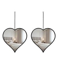 2un Espelho Decorativo de Parede Coração pendurar Preto 25cm 2un Espelho Decorativo de Parede Coração pendurar Preto 25cm