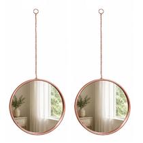 2un Espelho Parede Redondo pendurar Ring Rose Gold luxo 2un Espelho Parede Redondo pendurar Ring Rose Gold luxo