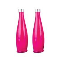 2un GARRAFA DE VIDRO C/ TAMPA INOX ACQUA ÁGUA SUCO ROSA