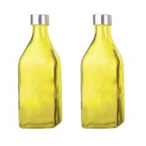 2un GARRAFA DE VIDRO TAMPA INOX SCOTCH ÁGUA SUCO AMARELO