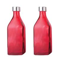 2un GARRAFA DE VIDRO TAMPA INOX SCOTCH ÁGUA SUCO ROSA