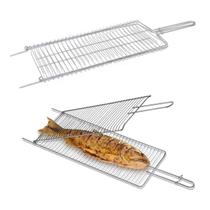 2un Grelha inox abaulada dobrável churrasco carne 65cm