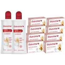 2UN Hidratante Leite De Aveia 400ml e 8 Sabonetes Aveia e Óleo de Amendoas Davene