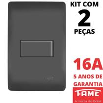 2un Interruptor Bipolar Paralelo Three Way 16A Com Placa Habitat Black FAME