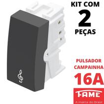 2un Módulo Interruptor Pulsador Campainha 16A Habitat Black FAME