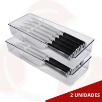 2Un Organizadores Porta Facas Gavetas 5 Divisórias Acrílico
