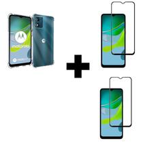 2UN Película 3D de Vidro + 1UN Capinha Para Motorola Moto E13 Transparente