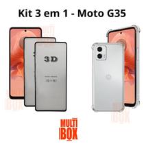 2UN Película 3D de Vidro + Capa Transparente para NOVO Motorola Moto G35 5G