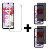 2UN Pelicula 3D Privacidade + 1UN Capa Anti Impacto Para Samsung Galaxy M34 Transparente - MBOX