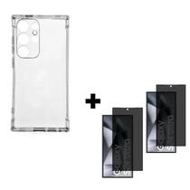 2UN Película 3D Privacidade + 1UN Capa Anti Impactos Para Samsung Galaxy S24 Ultra Transparente