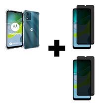 2UN Película 3D Privacidade + 1UN Capinha Anti Impacto Para Motorola E13 Transparente