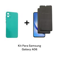 2UN Película 3D Privacidade Para Samsung Galaxy A06 + Capa Capinha Case Esmeralda Aveludada