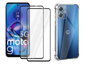 2UN Película 3d Vidro + 1 Capa Anti Impactos para Moto G54 5G Transparente