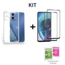 2UN Película 3D Vidro + 1UN Capa Capinha Anti Impacto Para Moto G04 G24 G34 G35 G54 G55