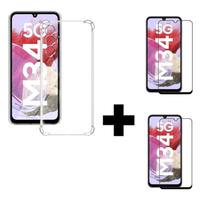 2UN Película 3d Vidro + 1UN Capa Capinha Anti Impacto Para Samsung Galaxy M34 transparente